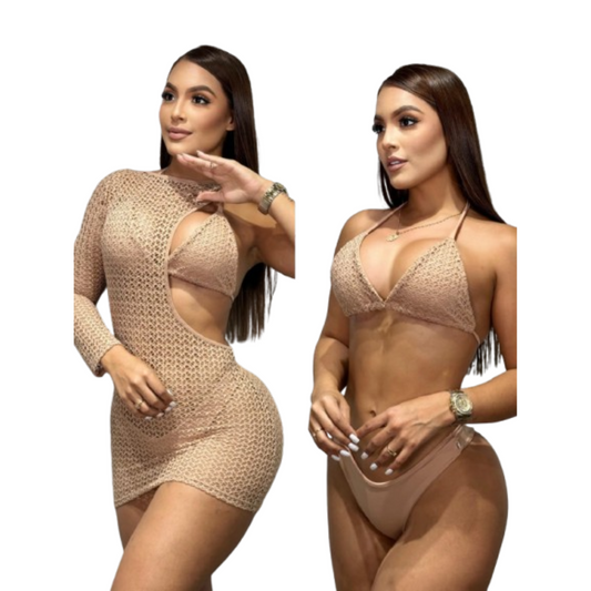 Bikini + Vestido Corte Asimétrico